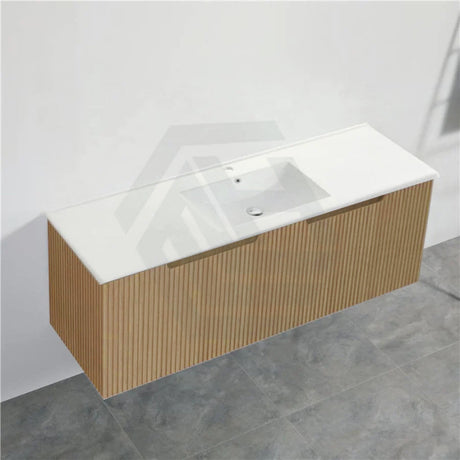 600-1500Mm Wall Hung Vanity Fluted Style American Oak Color Pvc Coating 1500Mm / With Classic