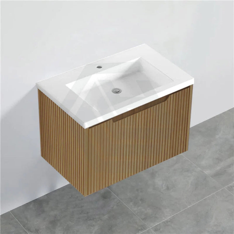 600-1500Mm Wall Hung Vanity Fluted Style American Oak Color Pvc Coating Bathroom Vanities