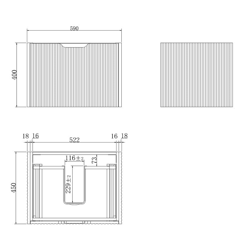 600 - 1500Mm Wall Hung Vanity Fluted Style American Oak Color Pvc Coating Bathroom Vanities