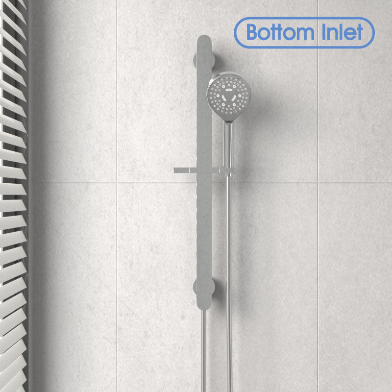 Round Handheld Shower On Rail With Water Inlet Chrome