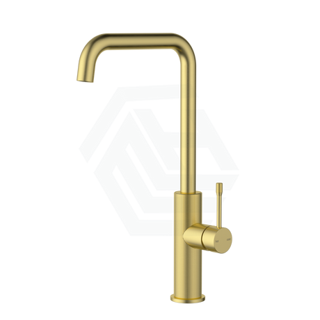 G#3(Gold) Ikon Linie Squareneck 360 Degree Swivel Solid Brass Brushed Gold Kitchen Sink Mixer Tap