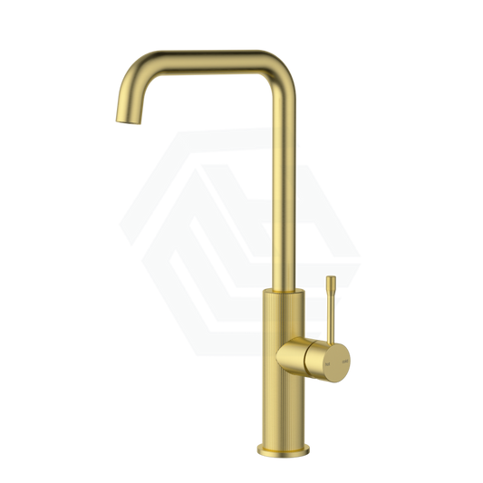 G#3(Gold) Ikon Linie Squareneck 360 Degree Swivel Solid Brass Brushed Gold Kitchen Sink Mixer Tap