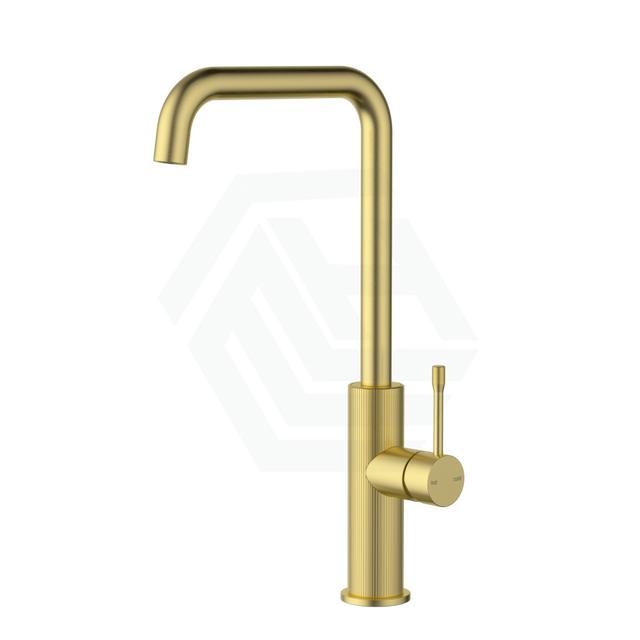 G#3(Gold) Ikon Linie Squareneck 360 Degree Swivel Solid Brass Brushed Gold Kitchen Sink Mixer Tap