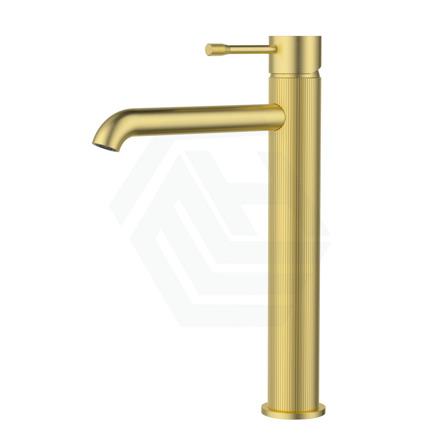 G#3(Gold) Ikon Linie Pin Lever Line Texture Brushed Gold Tall Basin Mixer Tap For Vanity And Sink