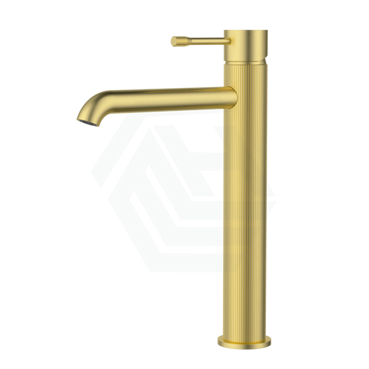 G#3(Gold) Ikon Linie Pin Lever Line Texture Brushed Gold Tall Basin Mixer Tap For Vanity And Sink