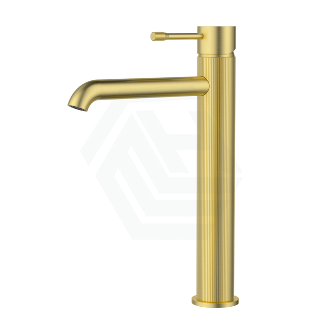 G#3(Gold) Ikon Linie Pin Lever Line Texture Brushed Gold Tall Basin Mixer Tap For Vanity And Sink