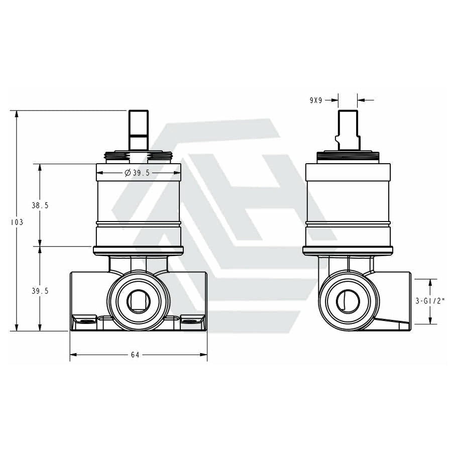 Ikon Linie Wall Basin/Bath Mixer In-Wall Body Only