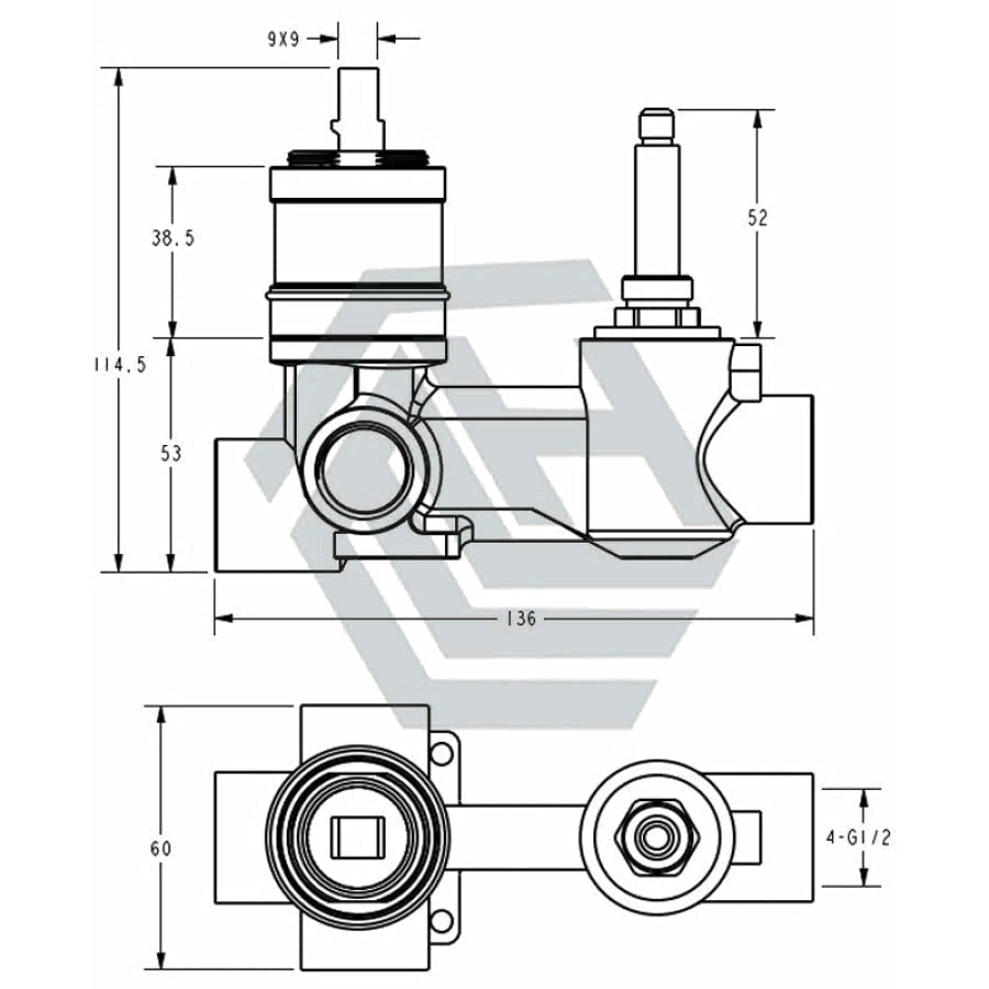 Ikon Linie Wall Basin/Bath Mixer With Diverter Body Only