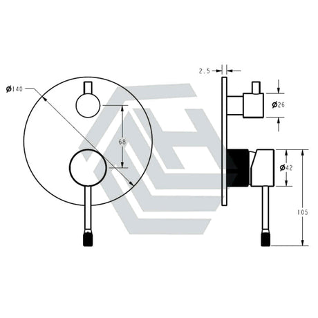 Ikon Linie Pin Lever Brass Matt Black Bath/Shower Wall Mixer With Diverter Mixers With