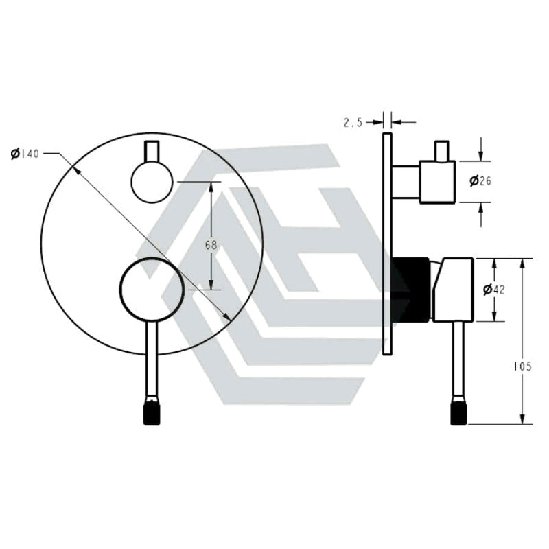 Ikon Linie Pin Lever Brass Matt Black Bath/Shower Wall Mixer With Diverter Mixers With