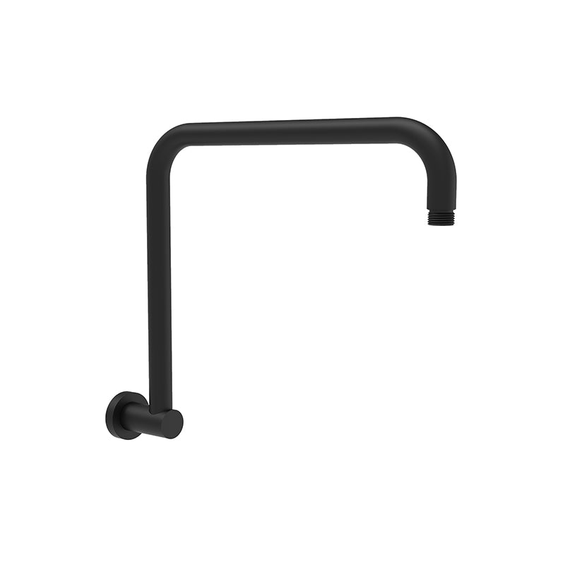 Round Rectangle Curved Matt Black Brass Shower Arm