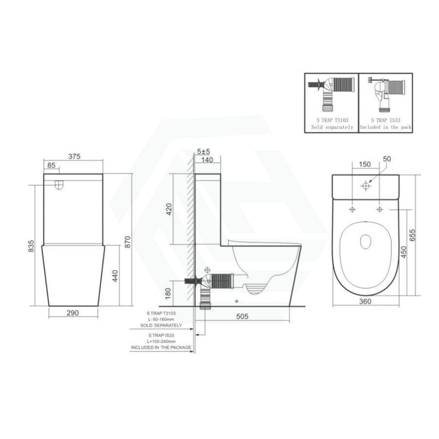 Lafeme Extra Height Rimless Tornado Back To Wall Toilet Suite S/P Trap With Multi-Functional Smart