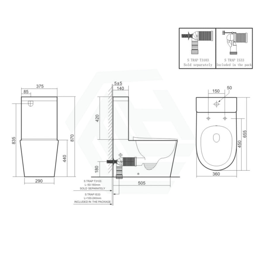 Lafeme Extra Height Rimless Tornado Back To Wall Toilet Suite S/P Trap With Multi-Functional Smart