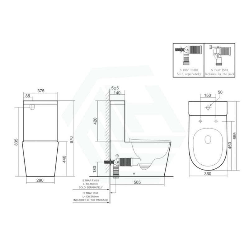 Lafeme Extra Height Rimless Tornado Back To Wall Toilet Suite S/P Trap With Multi-Functional Smart