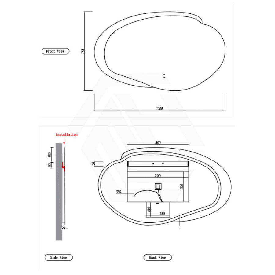 Aulic Evanston 530/1100/1300mm Touchless Backlit LED Mirror with Matt White Acrylic Edge