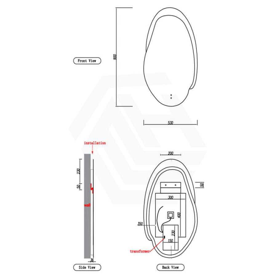 Aulic Evanston 530/1100/1300mm Touchless Backlit LED Mirror with Matt White Acrylic Edge