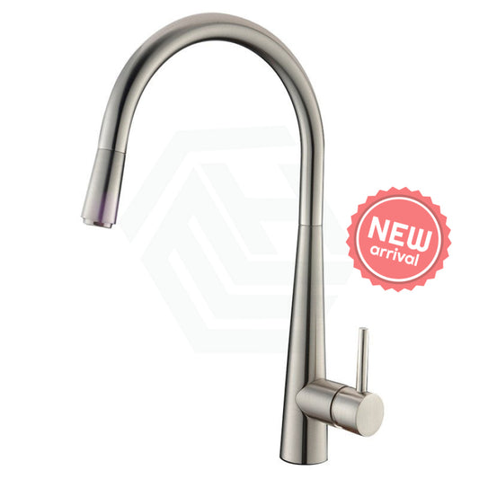 N#1(Nickel) Aquaperla Round Brushed Nickel Pull Out Kitchen Swivel Mixer Tap Sink Mixers