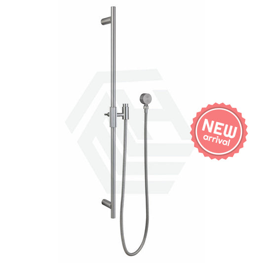 N#1(Nickel) Aquaperla Caddence Round Brushed Nickel Shower Rail With Abs 3 Functions Handheld Set