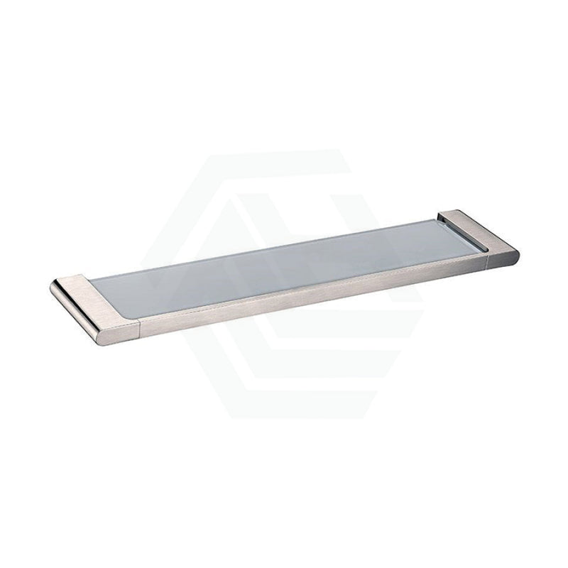 Aquaperla Vog Series Glass Shelf Brushed Brass/Brushed Nickel/Gun Metal Grey Nickel Back To Wall