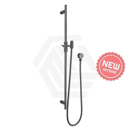 M#1(Gunmetal Grey) Aquaperla Caddence Round Brushed Gunmetal Shower Rail With Abs 3 Functions