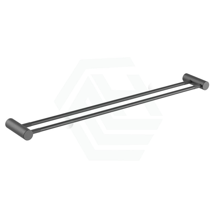 M#1(Gunmetal Grey) Aquaperla Caddence 600/800Mm Round Brushed Gun Metal Grey Double Towel Rail