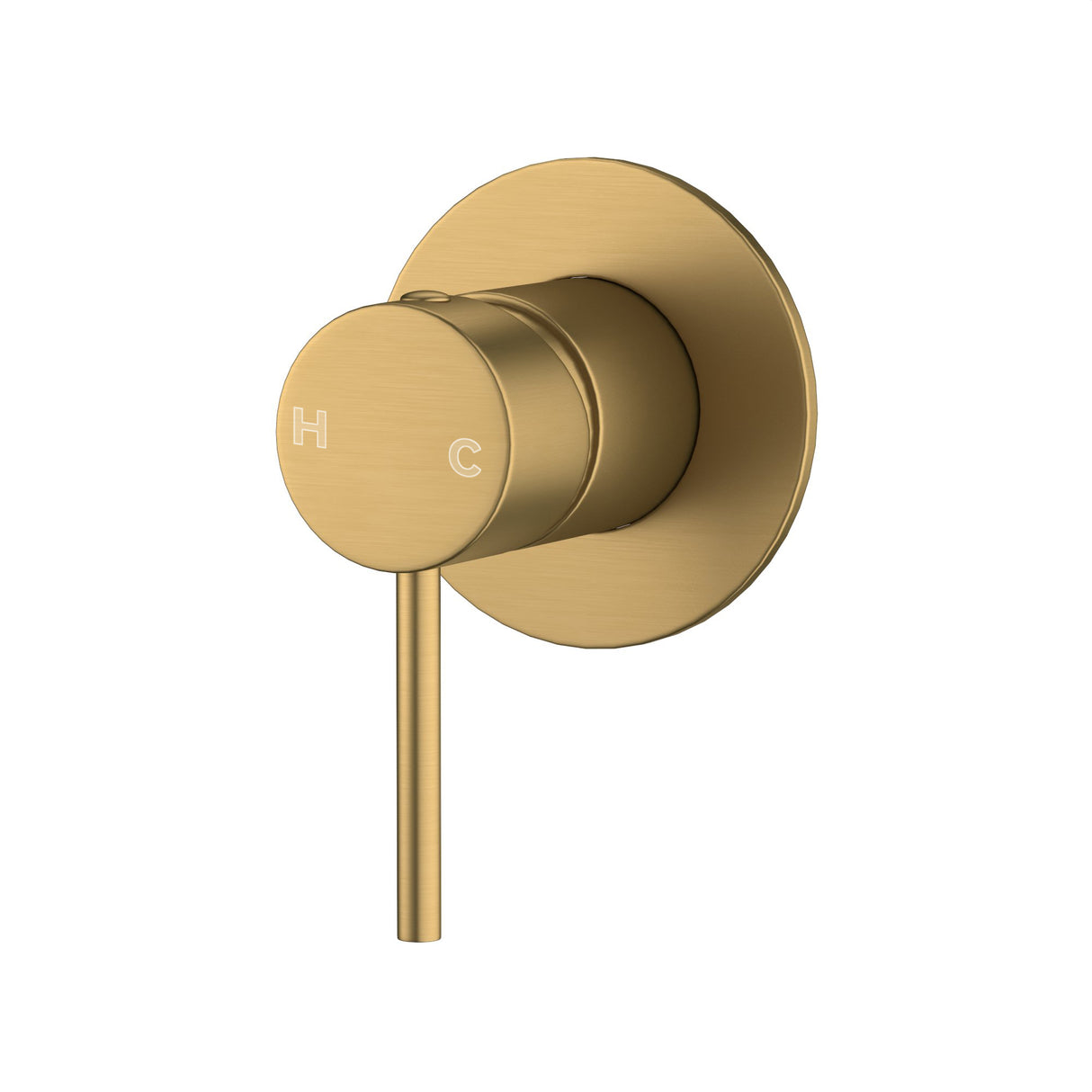 G#1(Gold) LUCID PIN Round Brushed Brass Shower/Bath Wall Mixer Solid Brass