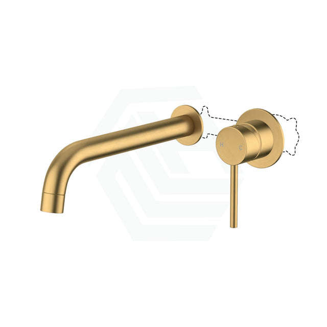 G#1(Gold) Aquaperla Round Brushed Brass Bath/Basin Wall Mixer With Spout Set Gold