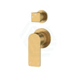 Aquaperla Vog Series Solid Brass Wall Mixer With Diverter Round Cover Plate Brushed Brass/Brushed