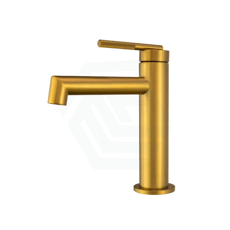 G#1(Gold) Aquaperla Caddence Round Brushed Brass Basin Mixer Tap Gold Short Mixers