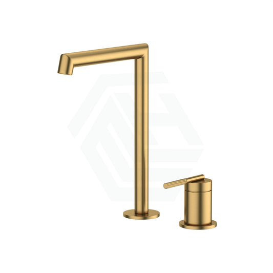 G#1(Gold) Aquaperla Caddence Hob Mounted Brushed Brass Basin Mixer Tap Set Bath/Basin Sets