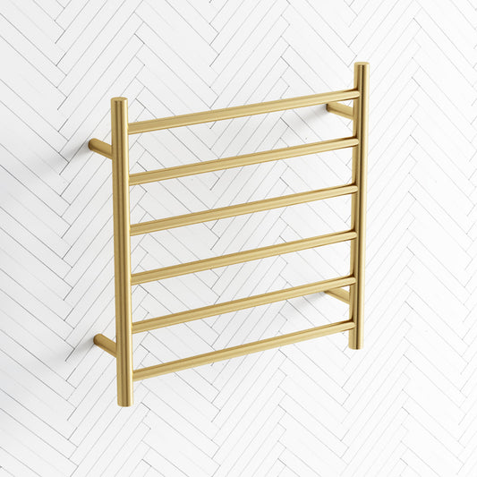 G#1(Gold) 620x600x120mm Round Brushed Gold Electric Heated Towel Rack 6 Bars Stainless Steel