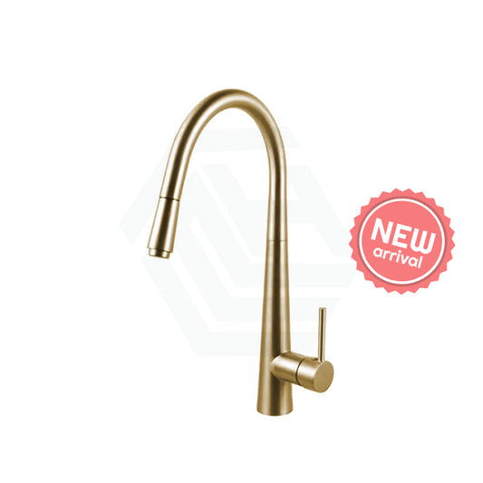 G#1(Gold) Aquaperla Round Brushed Brass Pull Out Kitchen Sink Mixer Tap Swivel Mixers