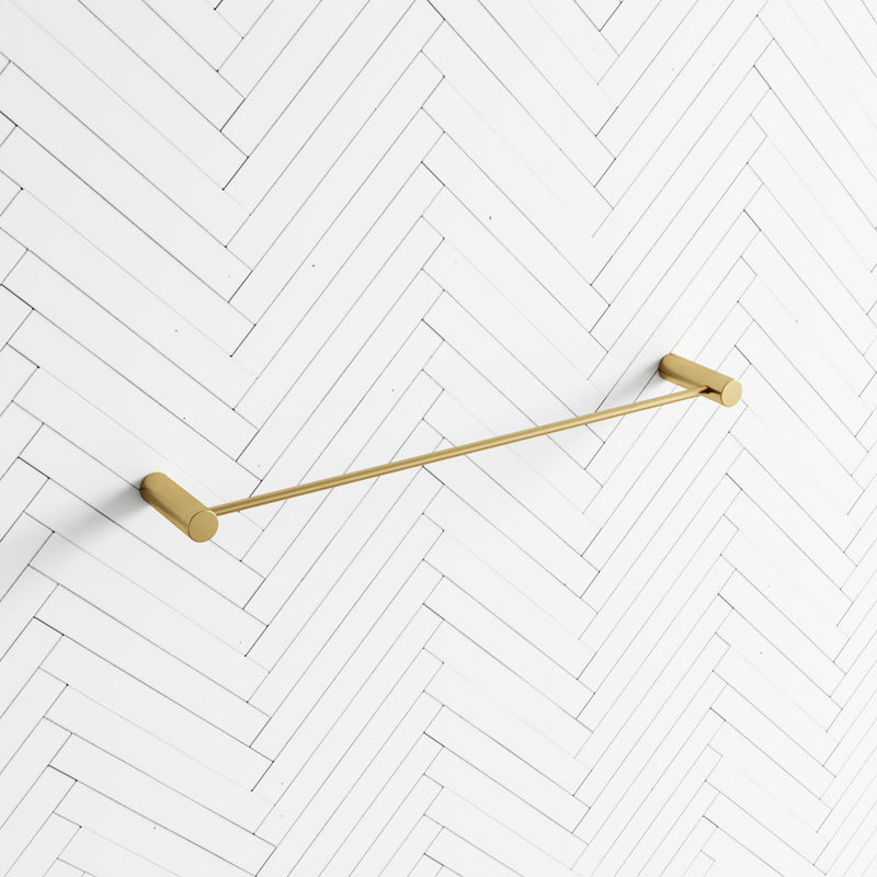 G#1(Gold) Aquaperla 600Mm Round Brushed Brass Single Towel Rail Stainless Steel Gold Rails