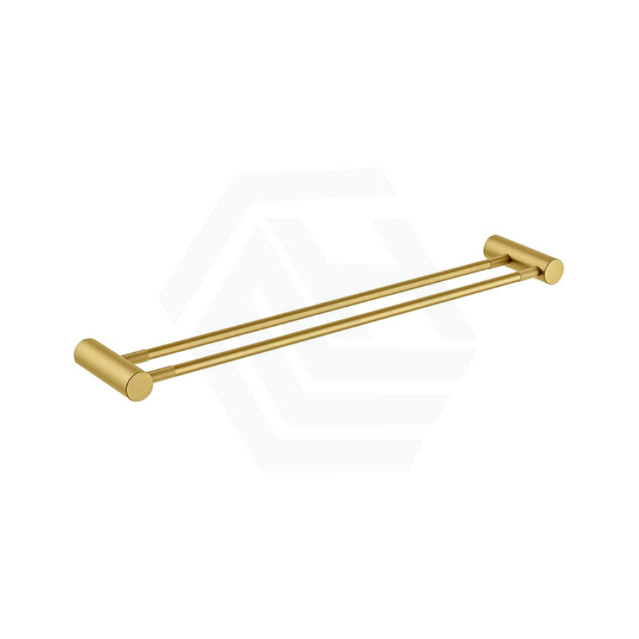 G#1(Gold) Aquaperla Caddence 600/800Mm Round Brushed Brass Double Towel Rail 600Mm Gold Rails