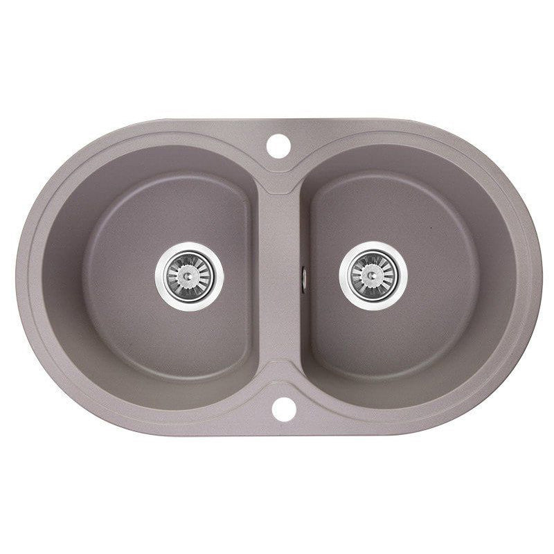 780x470x204mm Laveo Dafne Granite Double Bowls Stone Kitchen Sink Beige/Grey