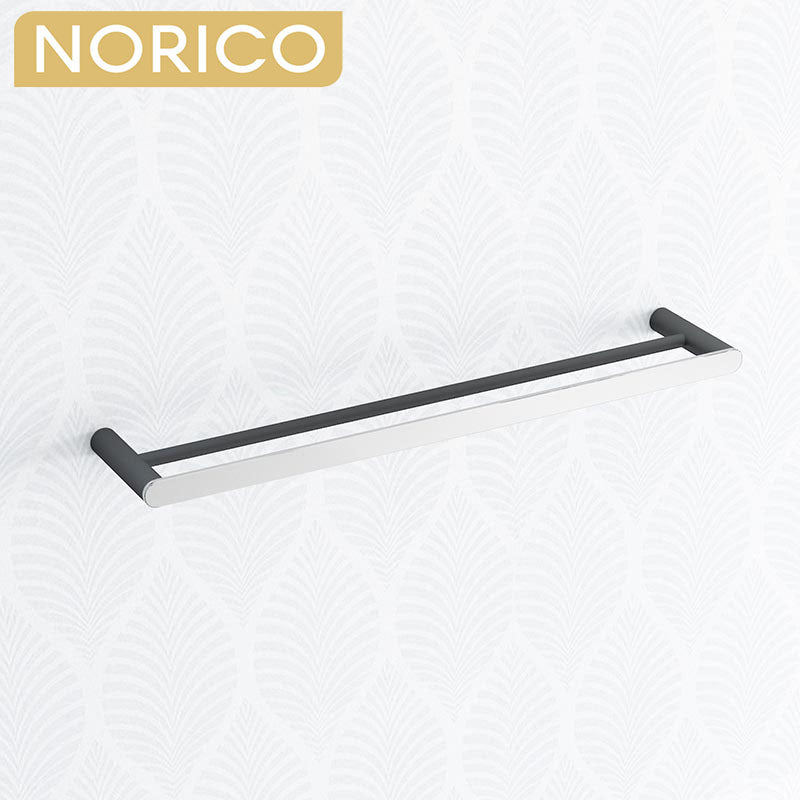 Esperia Chrome & Matt Black Double Towel Rail 600mm Stainless Steel 304 Wall MountedAR52.03