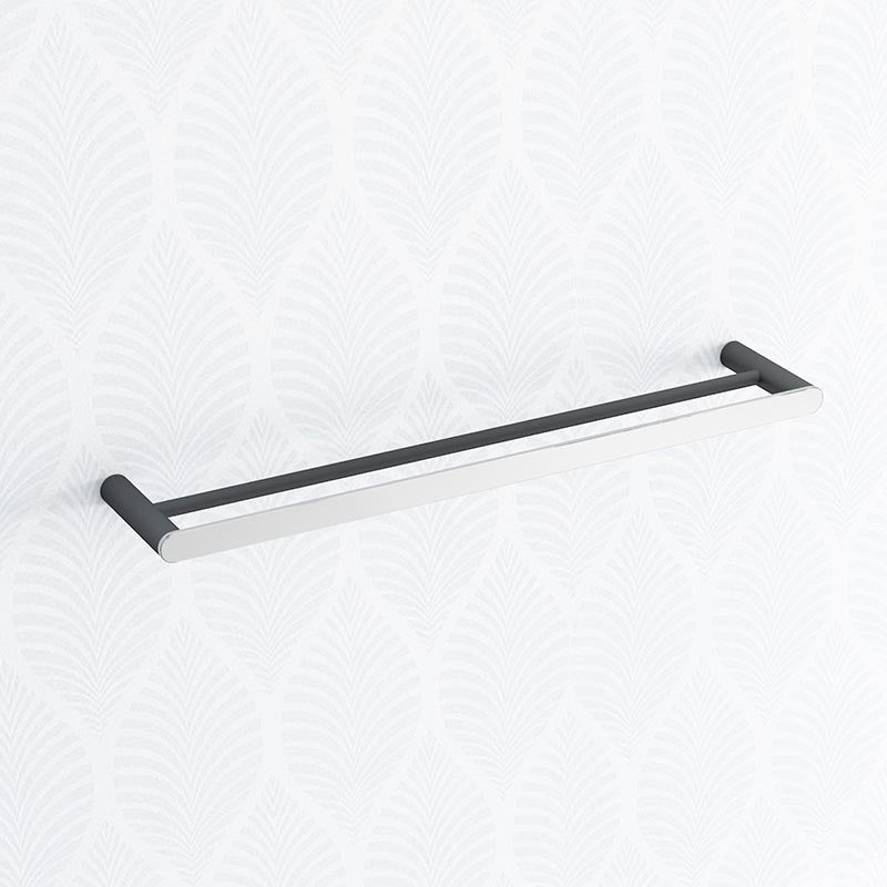 Norico Esperia Chrome & Matt Black Double Towel Rail 600/800Mm Stainless Steel 304 Wall Mounted