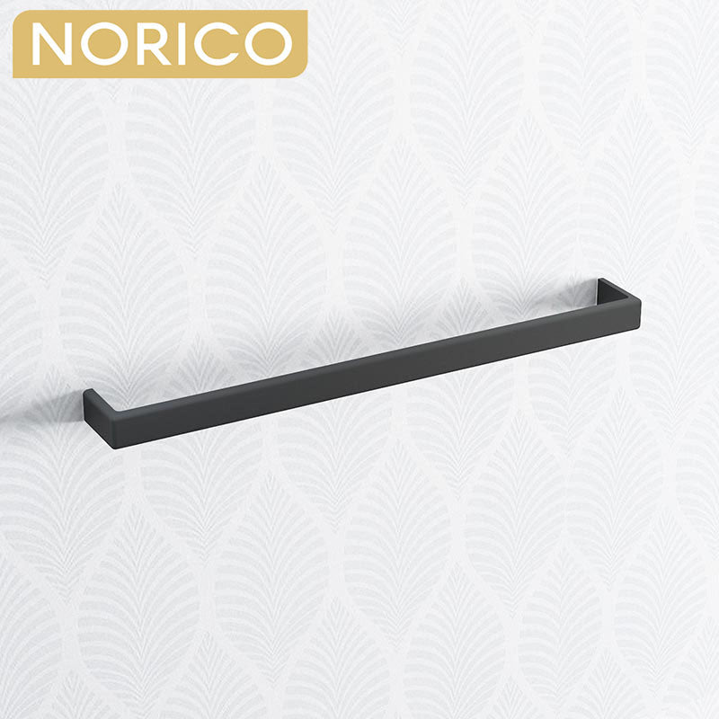 Cavallo Square Black Single Towel Rail 600mm