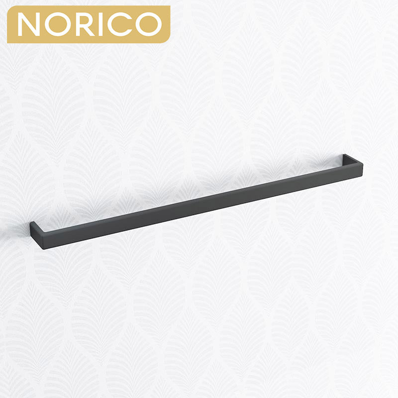 Cavallo Square Black Single Towel Rail 800mm