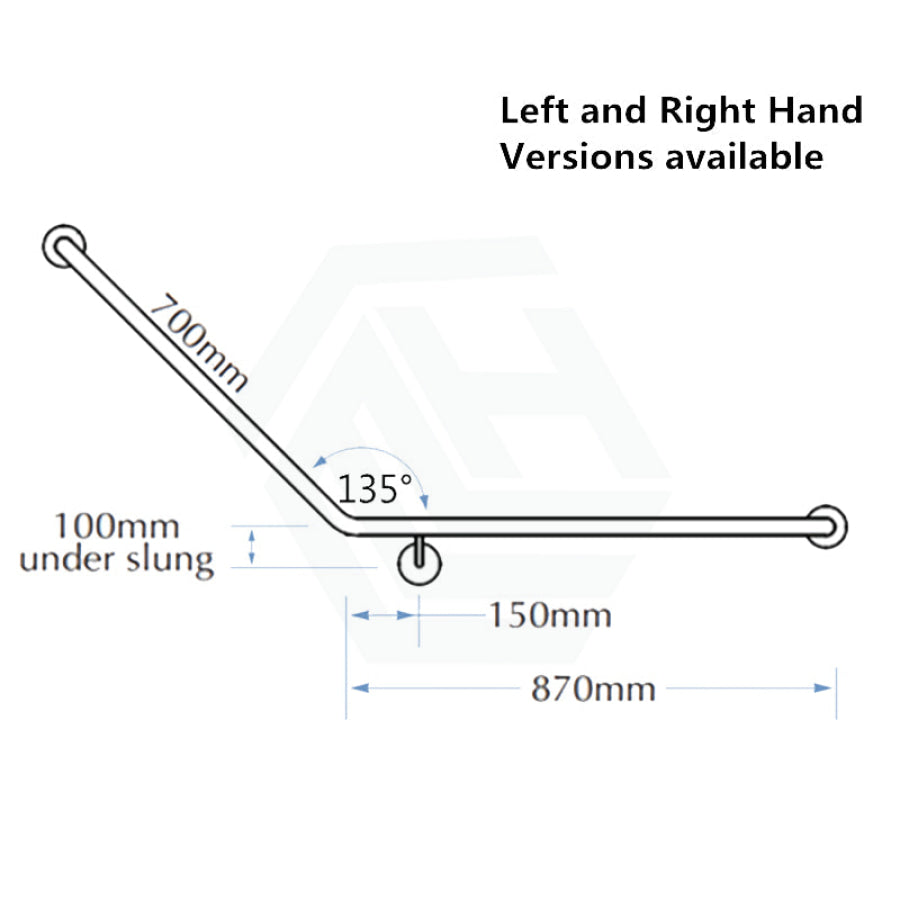 Assist Grab Rail 870*700Mm Left Hand Bar Angle Ambulant Accessories Special Needs Stainless Steel