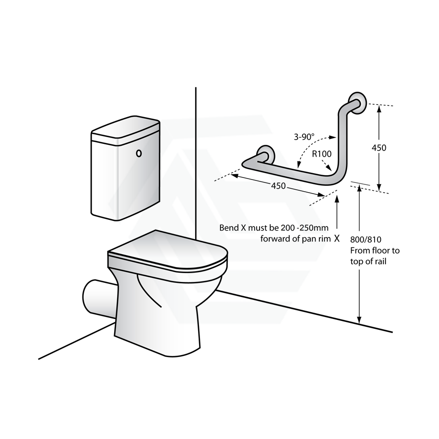 Assist Grab Rail Bar 90 Degree Ambulant Accessories Special Needs With Concealed Wall Flanges