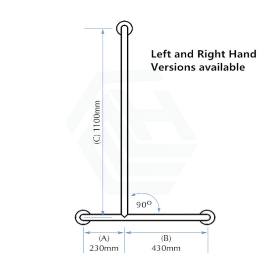 Assist Right Hand Shower Grab Rail 660X1100Mm Ambulant Accessories Special Needs Stainless Steel 304