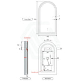 Aulic Canterbury 503X903Mm Gun Metal Framed Touchless Arch Backlit Led Mirror Mirrors