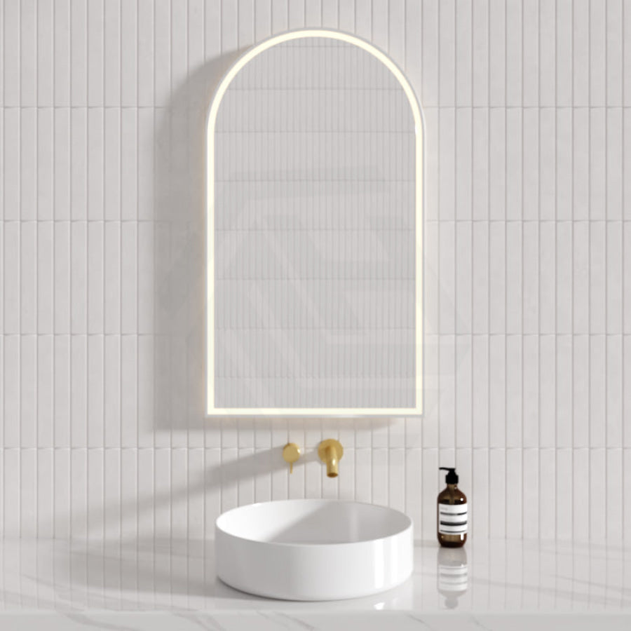 Aulic Canterbury 503X903Mm Matte White Framed Touchless Arch Backlit Led Mirror Mirrors