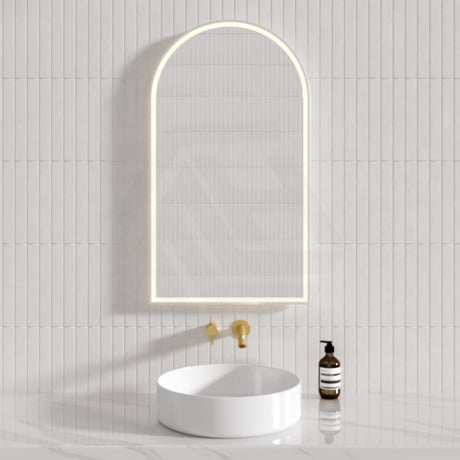 Aulic Canterbury 503X903Mm Matte White Framed Touchless Arch Backlit Led Mirror Mirrors