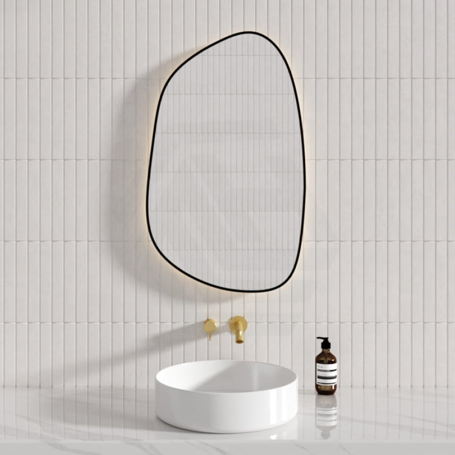 Aulic Tarcoola 553X903Mm Matt Black Framed Touchless Backlit Led Mirror Special Shape Mirrors