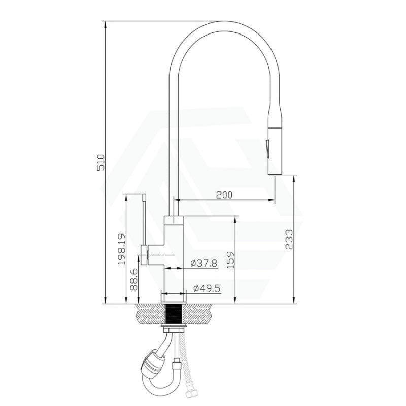 Aziz Chrome Brass Pull Out Kitchen Mixer Tap Size