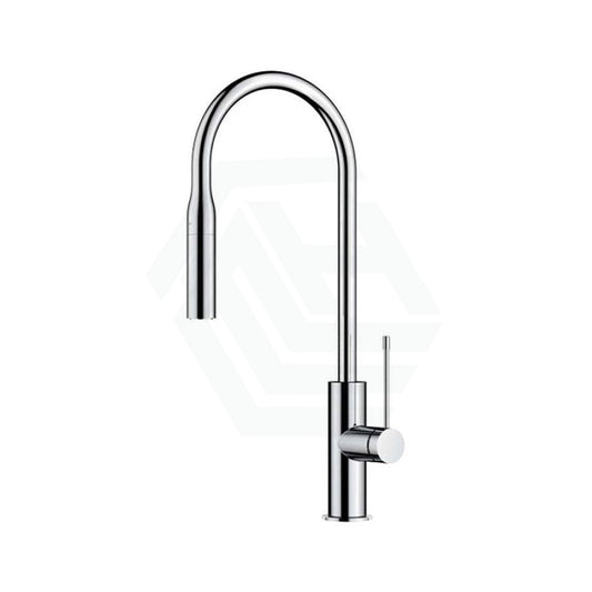 Aziz Chrome Solid Brass Round Mixer Tap With 360 Swivel And Pull Out Extended Nozzle For Kitchen