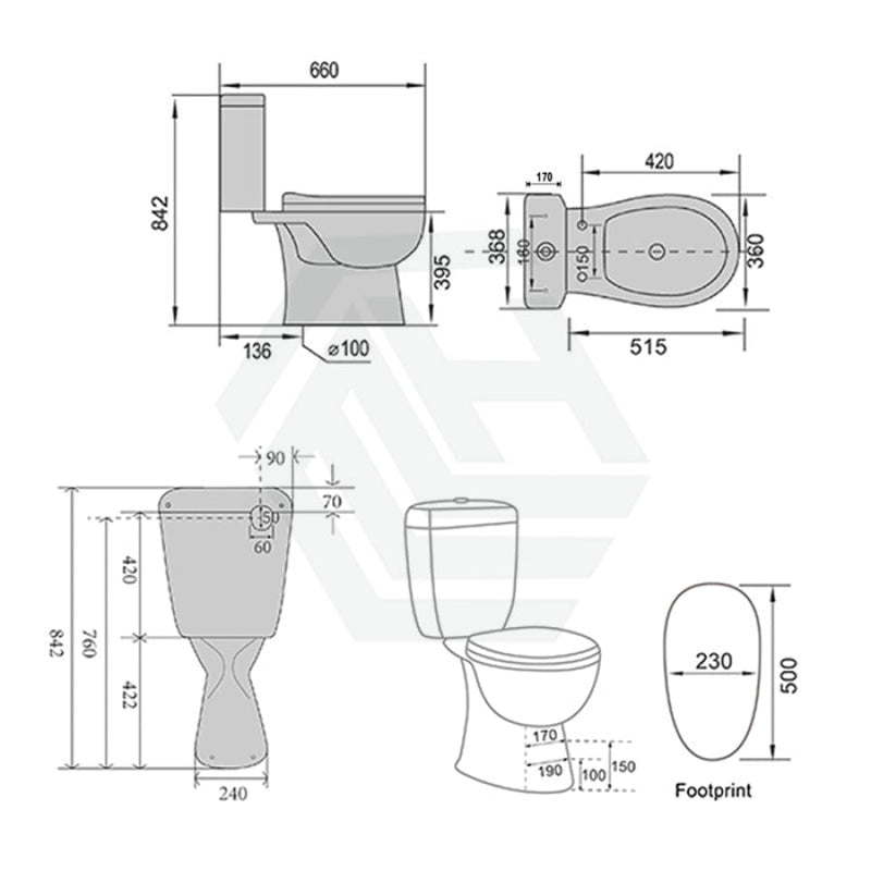 Azzurra Wels 6 Star Dual Flush 3/2L Close - Coupled Neo Toilet Suite With Drainwave Suites