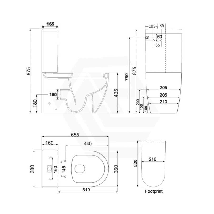 Azzurra Wels 6 Star Dual Flush 3/2L Wall Faced Toilet Suite Ambulant Height With Drainwave Suites